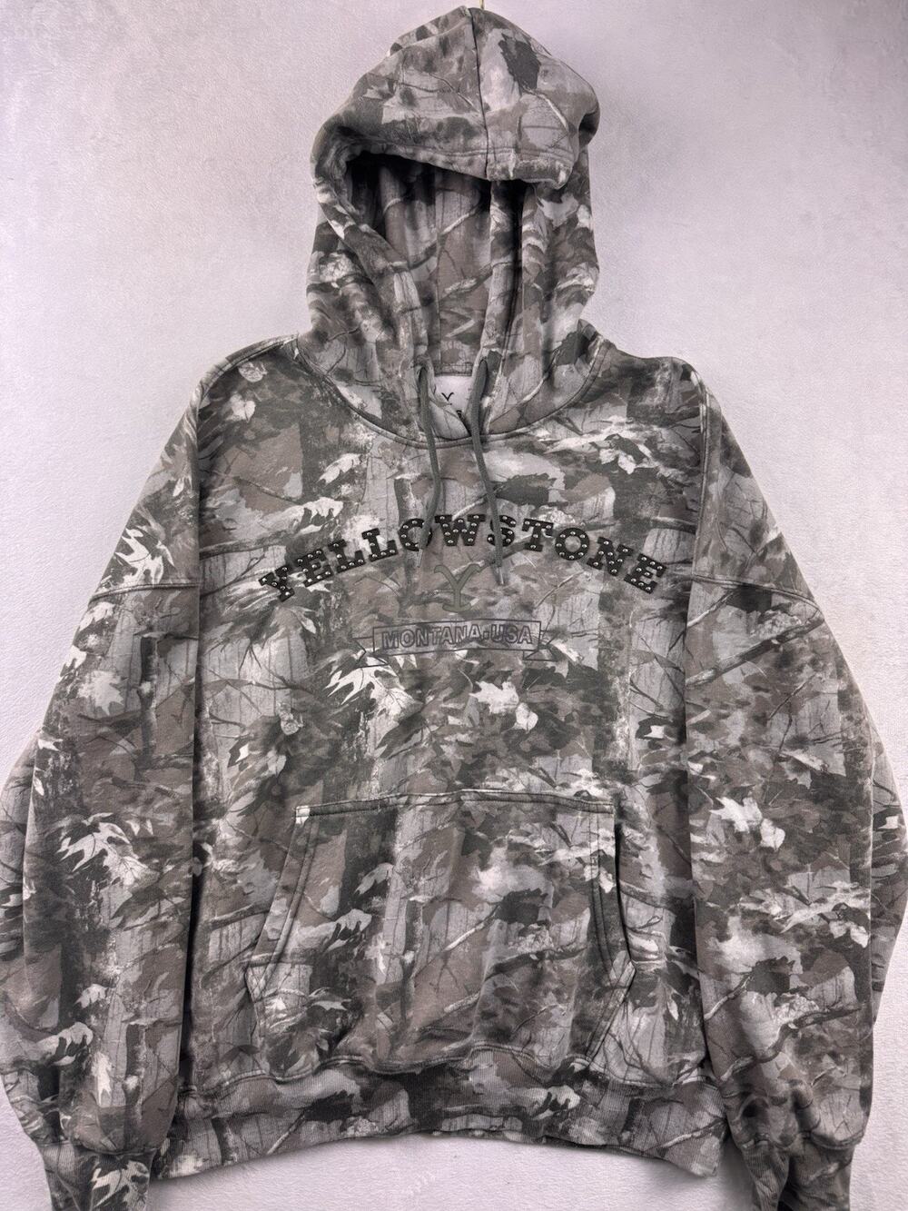 Hoodie Yellowstone Hybrid Camo Women’s Medium White Camouflage Embroidered